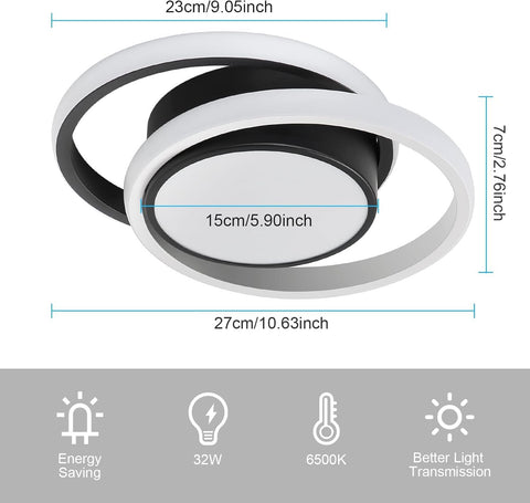 Plafoniera LED Moderna a Doppio Cerchio 32W