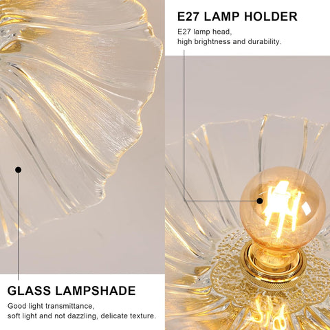 Plafoniera Moderna in Vetro Fiore Oro E27 28cm