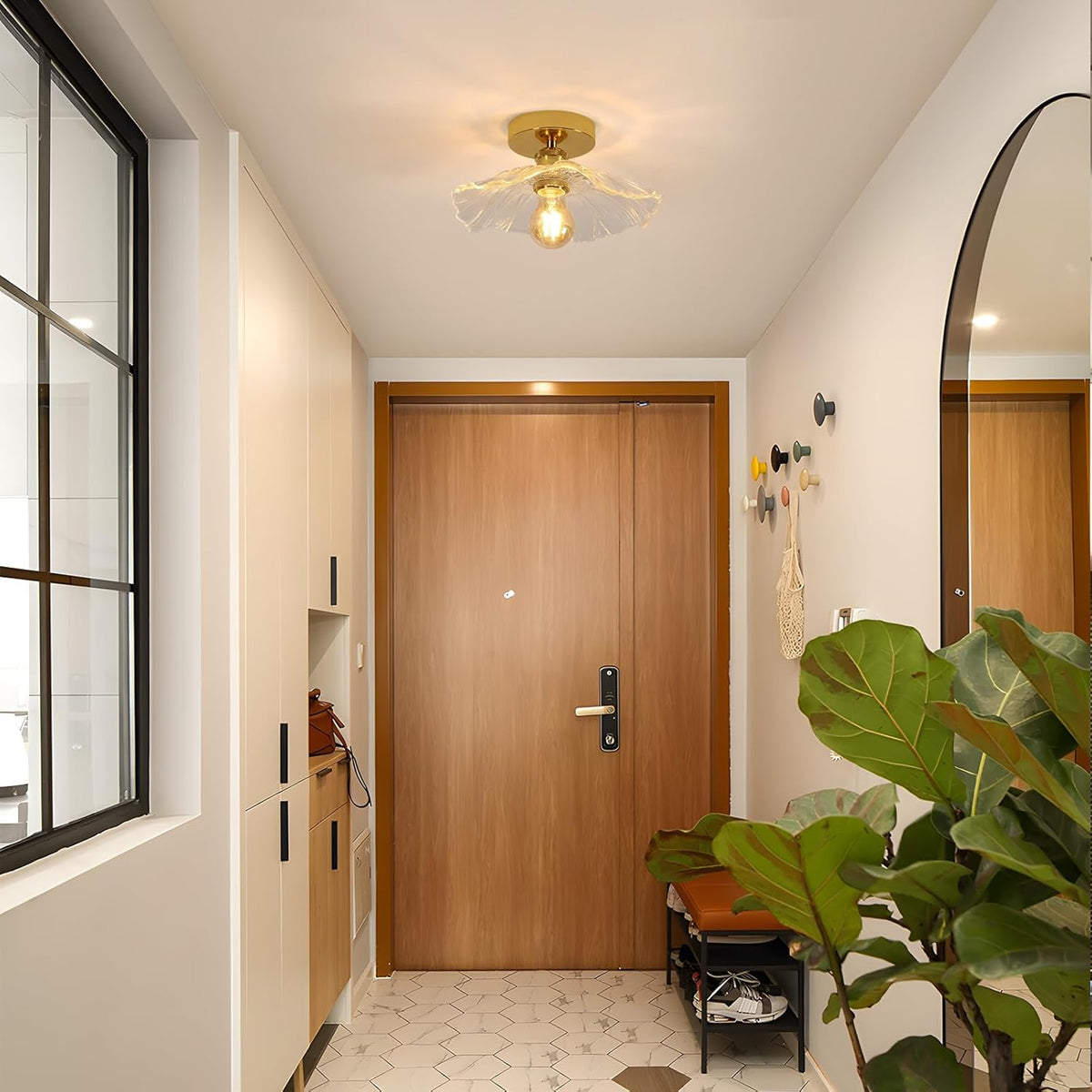 Plafoniera Moderna in Vetro Fiore Oro E27 28cm