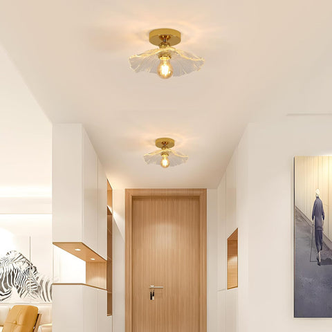 Plafoniera Moderna in Vetro Fiore Oro E27 28cm