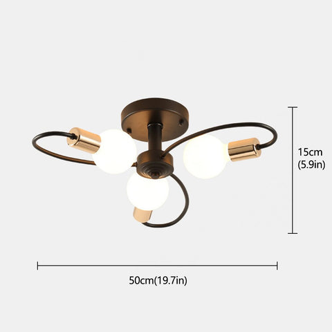 Plafoniera moderna, lampada da soffitto creativa, metallo nero oro E27 per soggiorno ristorante studio 3 luci (senza lampadine)
