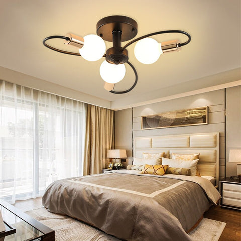 Plafoniera moderna, lampada da soffitto creativa, metallo nero oro E27 per soggiorno ristorante studio 3 luci (senza lampadine)