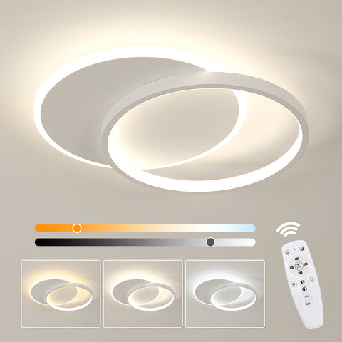 Plafoniera LED dimmerabile in alluminio a forma di mezzaluna - Bianco, forma circolare 40x30x5,5 cm, dimmer continuo con telecomando 28 W