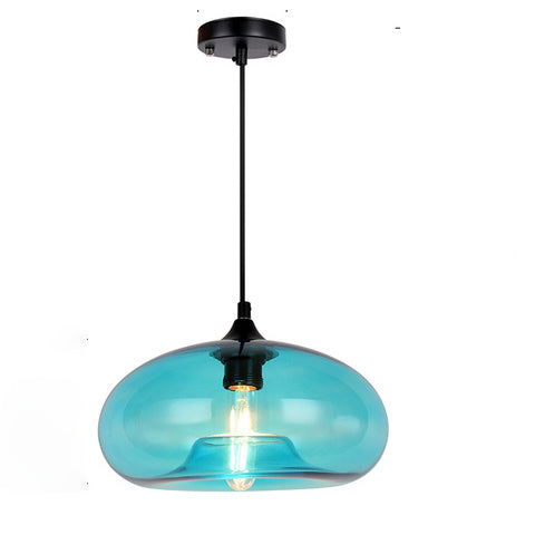 Moderna lampada a sospensione colorata a sospensione in vetro per soggiorno, bar, cucina, ristorante, caffetteria, sala da pranzo, apparecchi di illuminazione per la casa nordica (colore blu)