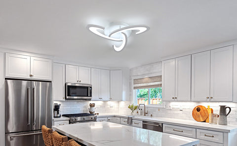 Plafoniera a LED, plafoniera 36W 3240lm, lampada da soffitto design trifoglio per camera da letto, soggiorno, sala da pranzo, acrilico bianco, luce bianca fredda 6500K 