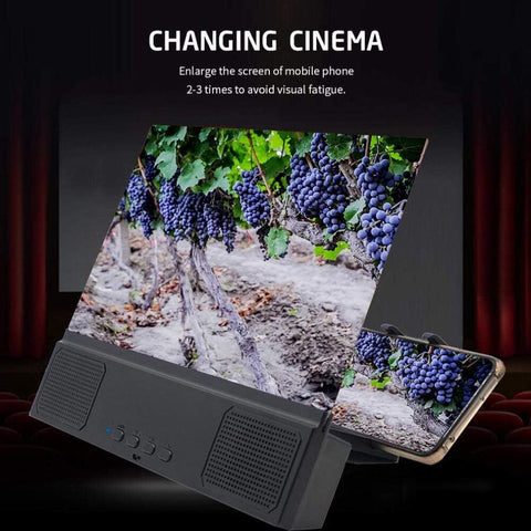 Lente d'ingrandimento per schermo con altoparlante, amplificatore per schermo 3D da 12 pollici, ingrandimento da 3-4 volt