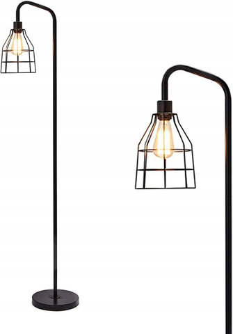 Lampada da terra, lampada da terra industriale, lampada da terra con lampadina LED da 6W, attacco E26, interruttore a pedale, lampada da terra moderna per camera da letto,
