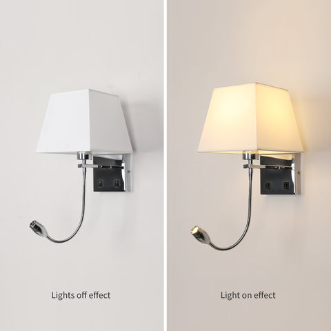 Lampada da comodino, lampada da parete a LED Lampada da lettura Camera da letto Supporto per braccio oscillante E27 Lampada da parete notturna (non include le lampadine)