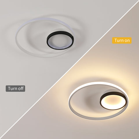 Plafoniera LED Rotonda in Alluminio da 40W, Luce Calda, Temperatura Colore 3000K, Plafoniera Soggiorno in Bianco e Nero