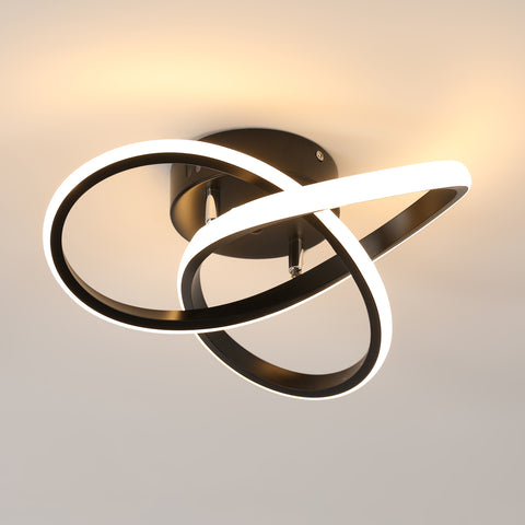 Lampadario da soffitto a LED in alluminio a forma di trifoglio - Nero, 30*10 cm, luce calda 3000 K, 30 W, 220 V - Ideale per soggiorno, camera da letto,