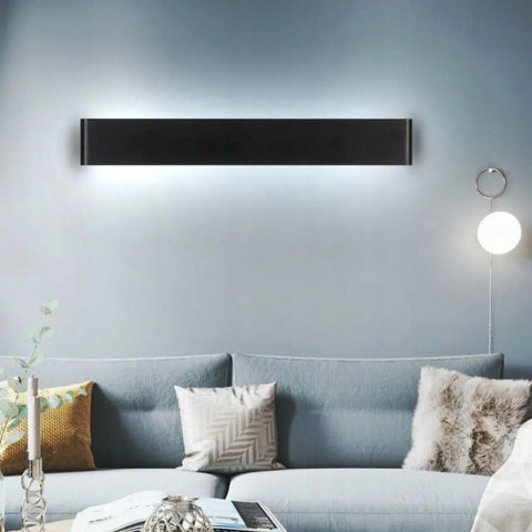 Applique moderna a LED in metallo nero e alluminio, 91 cm, illuminazione, luce bianca, 30 W, per soggiorno