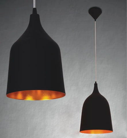 Semplice lampada a sospensione in metallo nero con attacco E27 in alluminio - per ingresso, soggiorno, cucina, camera da letto.