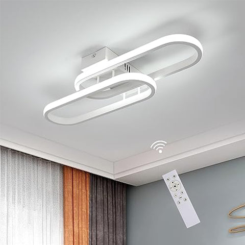 Plafoniera LED moderna dimmerabile in stile nordico - Bianco, 50,5*17*8 cm, con telecomando, 32 W, 2700 K-6500 K - per soggiorno, camera da letto