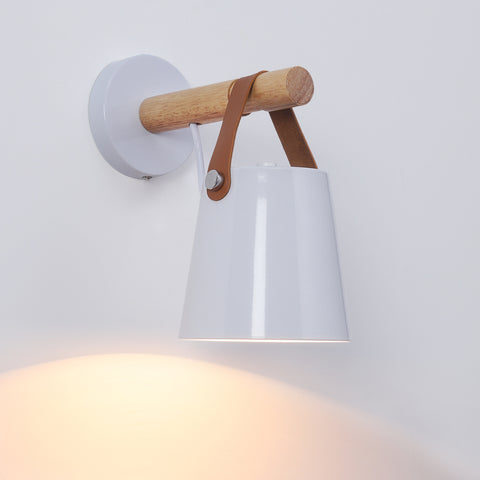 Applique da parete in vero legno, 2 pezzi, bianco, paralume 13*13 cm, attacco E27, lampadine non incluse