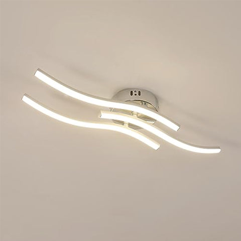 Plafoniera LED moderna con tre onde parallele - Lampadario argento, 18W 60*12cm, luce calda 3000K, 220V