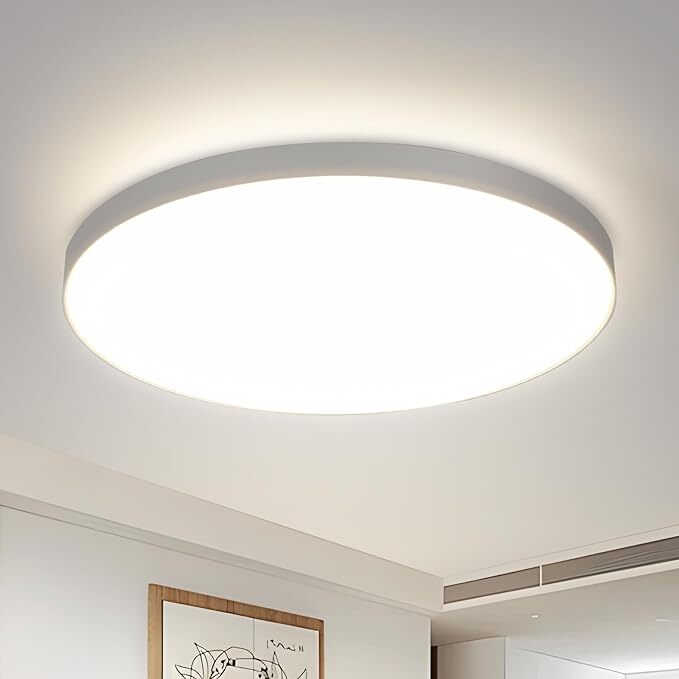 Plafonnier LED Rond Blanc, 18W 4000K Lumière Blanche Neutre, ABS, Etanche IP44, pour Salle de Bain Chambre