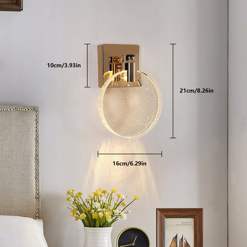 Applique moderna a LED, oro, acrilico, luce tricolore 3W, D16*H21CM