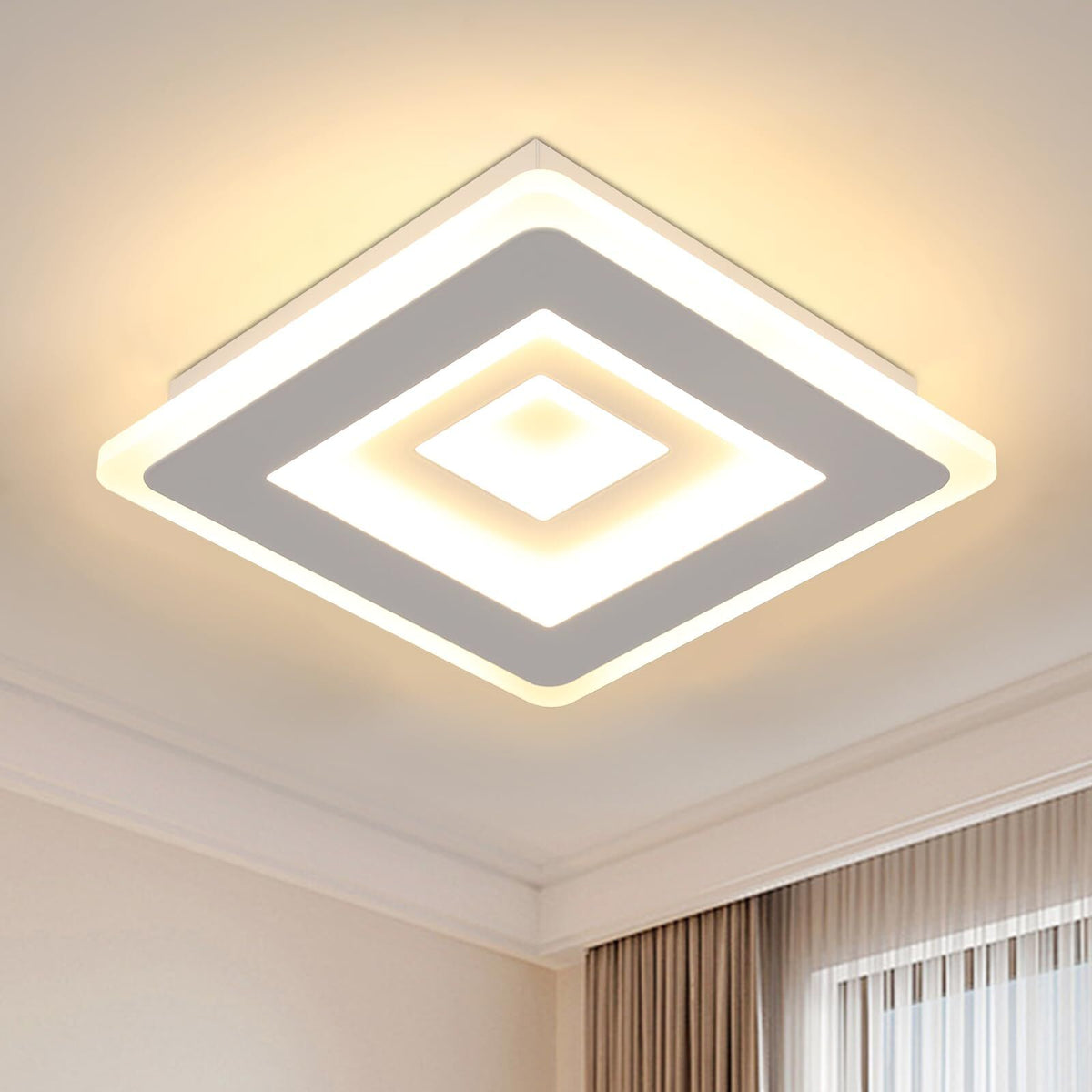 Ultracienka lampa sufitowa LED, biała, 28W, 3000K, ciepłe białe światło, akryl, 20*5 CM