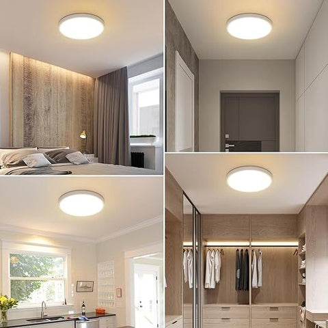 Plafoniera LED rotonda bianca, ultrapiatta, luce bianca calda 24W 3000K, PVC, impermeabile IP44 - Ø30 CM, per bagno, camera da letto, balcone