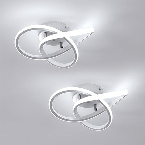 Lampadario da soffitto a LED moderno in alluminio a forma di trifoglio, 2 pezzi, bianco, 30*10 cm, luce bianca 6500 K, 30 W.