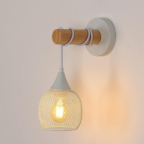 Lampada da parete creativa a forma di lanterna, bianca, in metallo, attacco E27 (senza lampadina), per corridoio della camera da letto