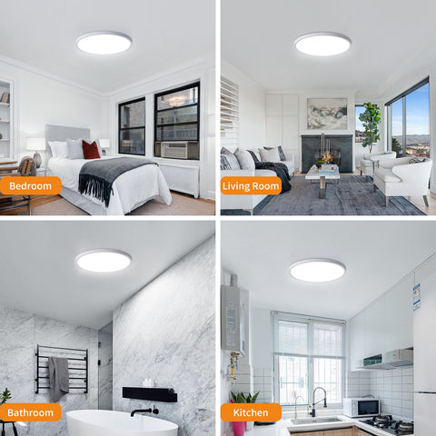 Plafoniera LED ultrasottile da 2 pezzi, rotonda bianca 40 cm, luce bianca fredda 36 W 6500 K, PVC