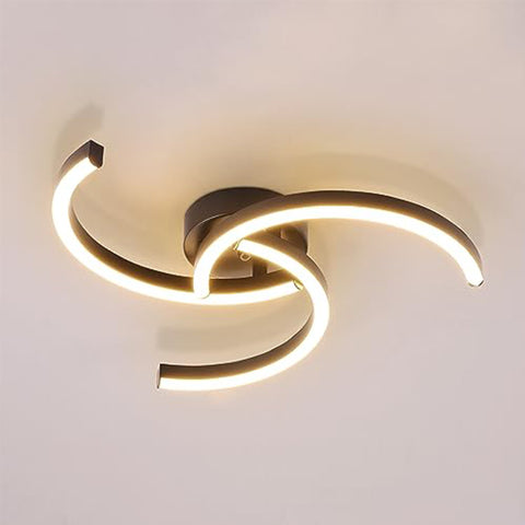 Plafoniera LED moderna con tre tubi curvi - Nero, 52*10 cm, luce calda 3000 K, 24 W, 838,26 lm - per soggiorno e camera da letto