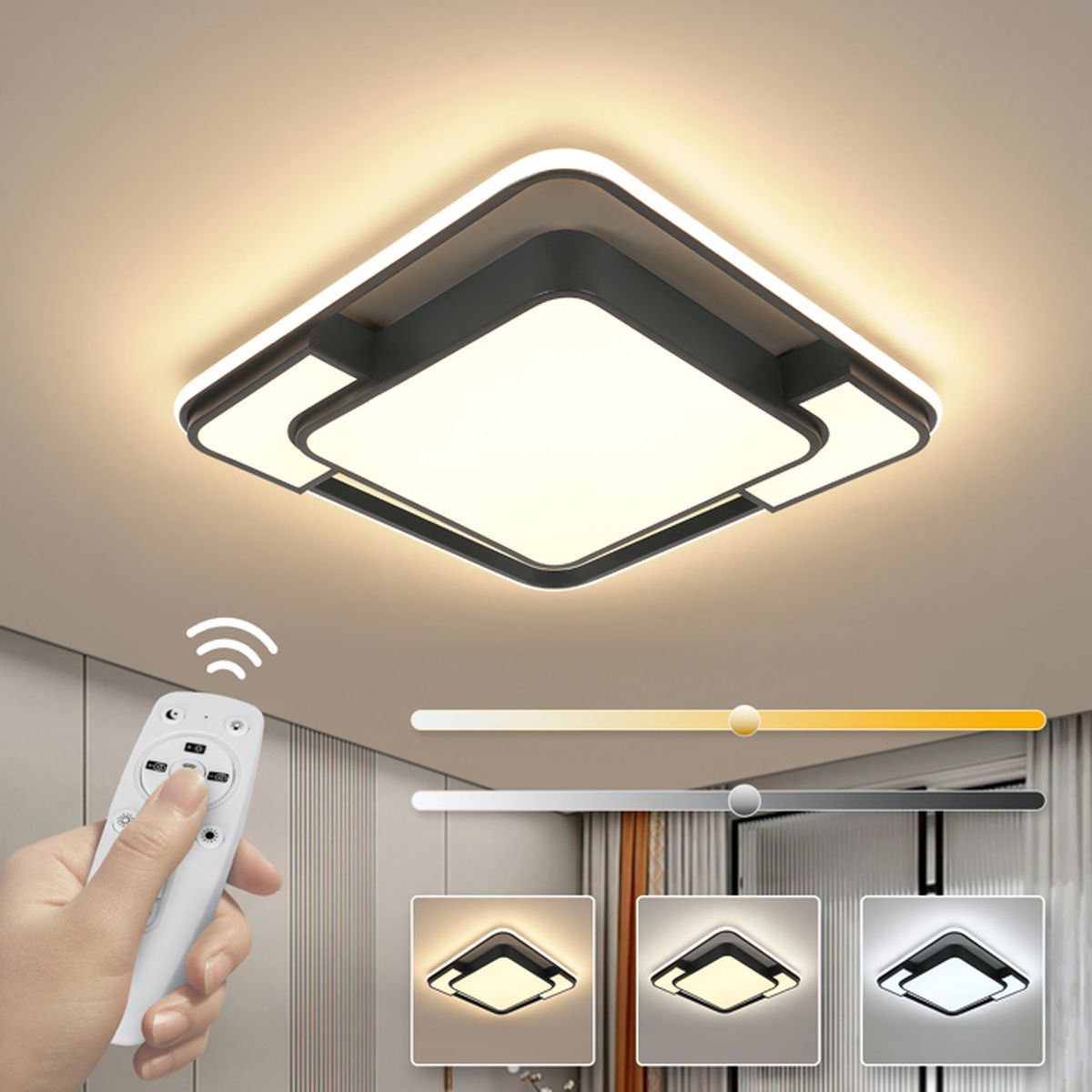 Plafonnier LED, Lampe de Plafond LED Carré Moderne, 48W