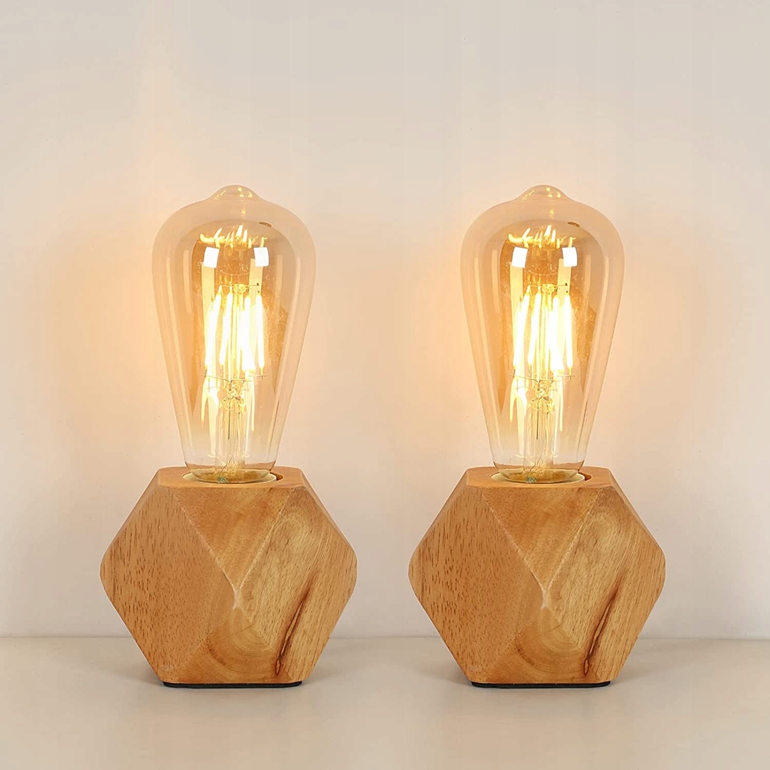 2 pièces Lampe de chevet Bois Créatif Lampe à poser E27 Base 