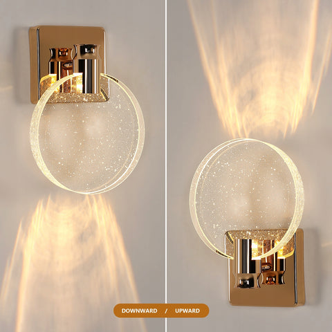 Applique moderna a LED, oro, acrilico, luce tricolore 3W, D16*H21CM