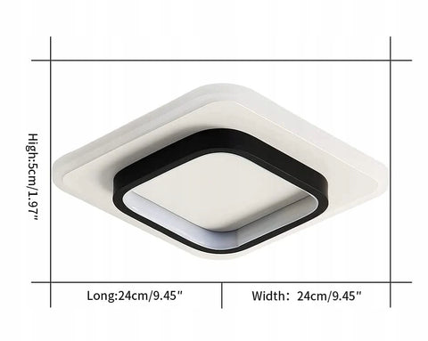 Plafoniera a LED, quadrata nera e bianca, luce bianca fredda 40W 6500K, 40*40*5CM, per corridoio