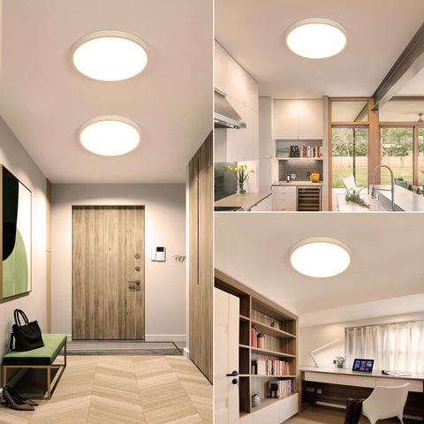 Confezione da 2 plafoniere LED rotonde ultrasottili da 40 cm, 36 W, luce bianca calda 3500 K, PVC, illuminazione moderna per bagno, camera da letto, cucina