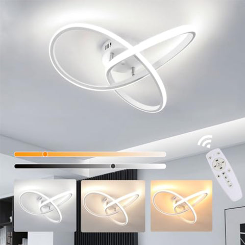 Moderna plafoniera a LED dimmerabile in alluminio a forma di trifoglio - bianca, 40*12 cm, con telecomando, lampada da soffitto da 36 W - per soggiorno, camera da letto