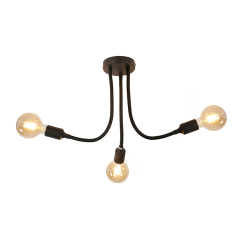 Lampadario da soffitto creativo in ferro - Nero, D8*H63,5 cm, attacco E27, senza sorgente luminosa - Tubo regolabile