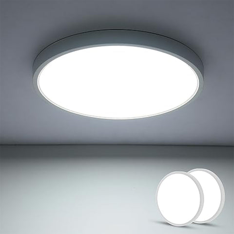 Plafoniera LED ultrasottile da 2 pezzi, rotonda bianca 40 cm, luce bianca fredda 36 W 6500 K, PVC
