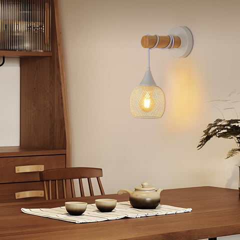 Lampada da parete creativa a forma di lanterna, bianca, in metallo, attacco E27 (senza lampadina), per corridoio della camera da letto