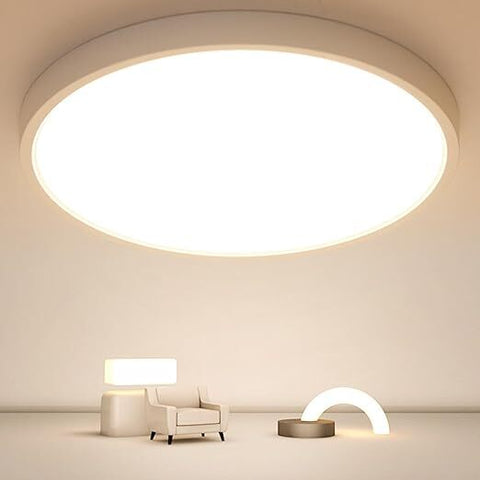 Plafoniera LED rotonda bianca, ultrapiatta, luce bianca calda 24W 3000K, PVC, impermeabile IP44 - Ø30 CM, per bagno, camera da letto, balcone