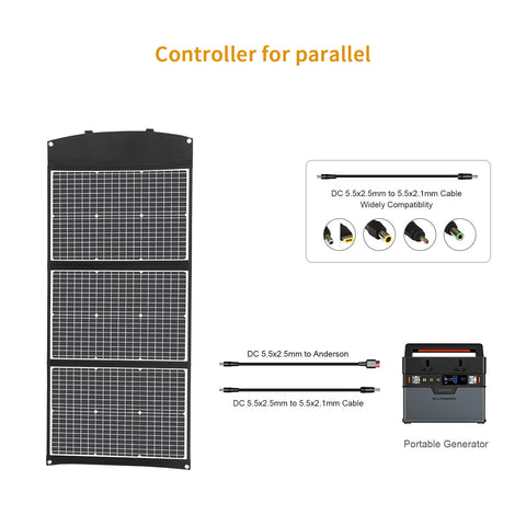 Kit pannello solare pieghevole portatile monocristallino da 100 W con 3 porte USB per esterno