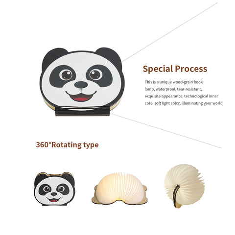 Goeco Lampada da libro pieghevole a LED, luci notturne a forma di panda multicolore, lampada pieghevole pieghevole ricaricabile tramite USB