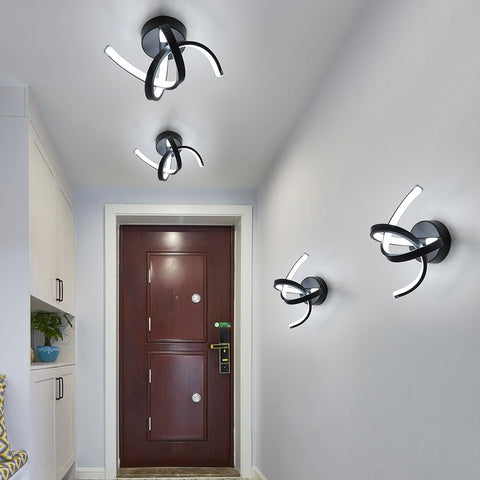 Applique da parete per interni, lampade da parete a LED da 19 W dal design curvo, moderna lampada da parete in acrilico per camera da letto, soggiorno, hotel, scale, corridoio, colore nero, luce bianca fredda