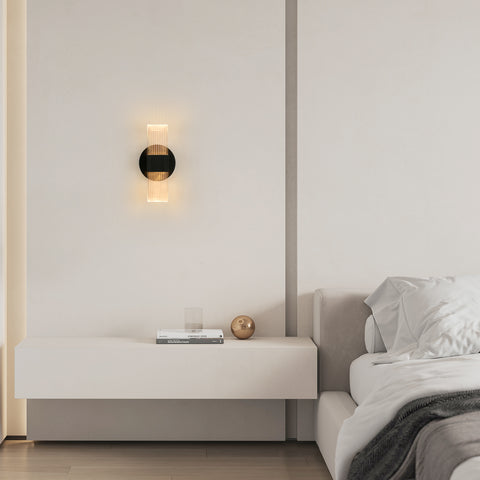 Lampada da parete a LED, lampada da parete moderna a LED dimmerabile, lampada da parete per interni in acrilico ovale nero da 10 W per il corridoio del comodino della camera da letto, 3000-6500K