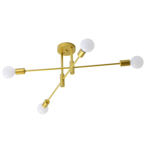 Plafoniera industriale, lampada da soffitto retrò, lampadari LED moderni in metallo dorato a 4 lampade E27 per camera da letto, soggiorno, cucina, ufficio, bar, ristorante
