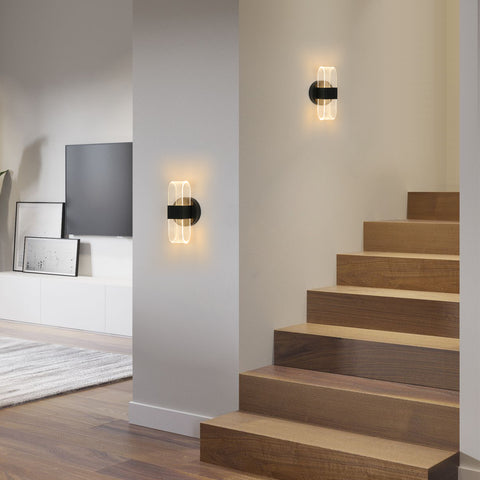 Lampada da parete a LED, lampada da parete moderna a LED dimmerabile, lampada da parete per interni in acrilico ovale nero da 10 W per il corridoio del comodino della camera da letto, 3000-6500K