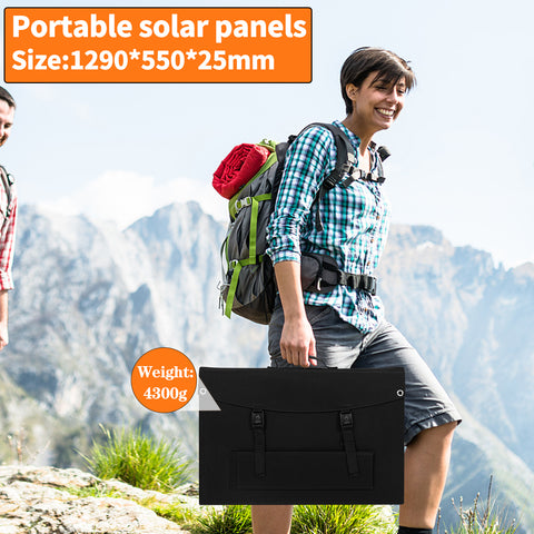 Pannello solare pieghevole impermeabile, attento ed efficiente, celle solari per campeggio all'aperto, caricatore per borsa, 100 W