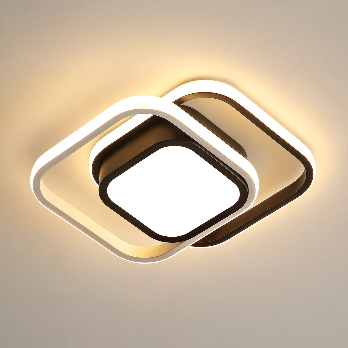 GOECO Plafoniera Moderna a LED, Lampada da Soffitto da 32W, Plafoniera da 2500lm per Soggiorno, Camera da Letto, Cucina, Corridoio (Nero) Luce Bianca Calda 3000K 