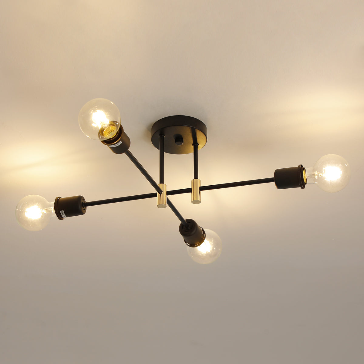 Lampadario moderno Sputnik, lampada a sospensione industriale a 4 luci, plafoniera con montaggio a semi-incasso E27 per sala da pranzo, soggiorno, cucina, ufficio, bar, ristorante (lampadina non inclusa)