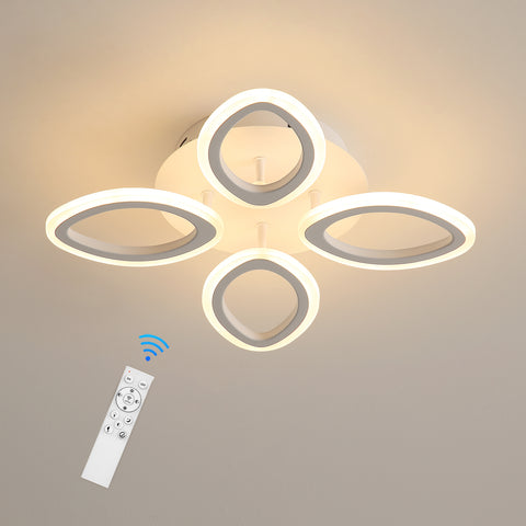 Moderna plafoniera a LED dimmerabile da 40 W, lampada da soffitto a forma di fiore, lampadario a petalo in metallo acrilico con telecomando, adatta per camere da letto, scale, corridoi, balconi, corridoi (4 luci) 