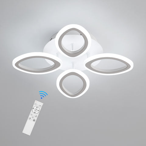 Moderna plafoniera a LED dimmerabile da 40 W, lampada da soffitto a forma di fiore, lampadario a petalo in metallo acrilico con telecomando, adatta per camere da letto, scale, corridoi, balconi, corridoi (4 luci) 