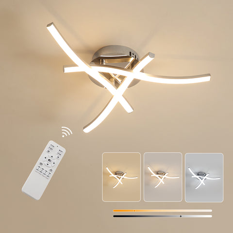 Plafoniera a LED dimmerabile, plafoniera con telecomando, lampadario dal design moderno ondulato da 18 W per corridoio camera da letto soggiorno