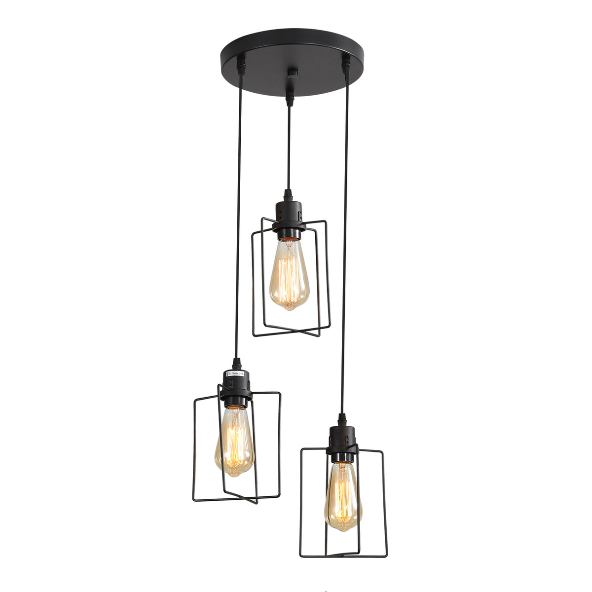 E27 Lampadario industriale Lampada a sospensione Soffitto vintage 3 luci Lampada a sospensione in gabbia di metallo Stile retrò decorativo per cucina Camera da letto Sala da pranzo